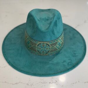 HATS N’ ROSES Chloe teal fedora hat
